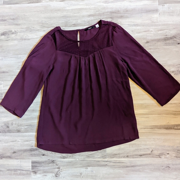 Sheer Chest Wine Coloured Tunic by Only - Picture 8 of 8